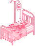 pink hospital bed