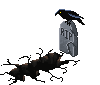 grave with raven